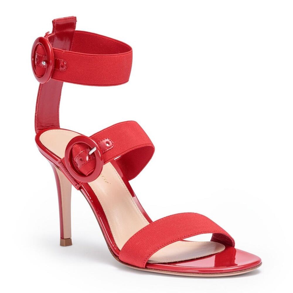 GIANVITO ROSSI Red Patent Leather Sandals Size 8